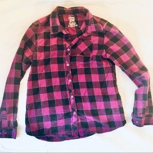 Girls Flannel Long Sleeve Plaid Button Down Shirt
